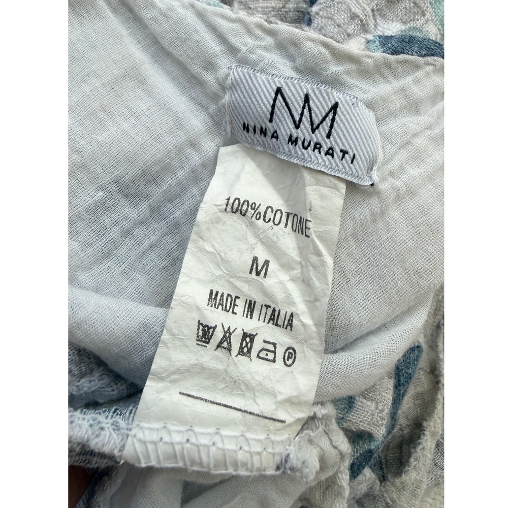 Nina Murati Blue Grey Polka Dot Cotton Gauze Tiered Dress Made in Italy Size M - Picture 6 of 15